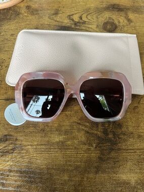 Oversized Square Pink Sunglasses with Brown Lenses Chloe Pastel Ballerina